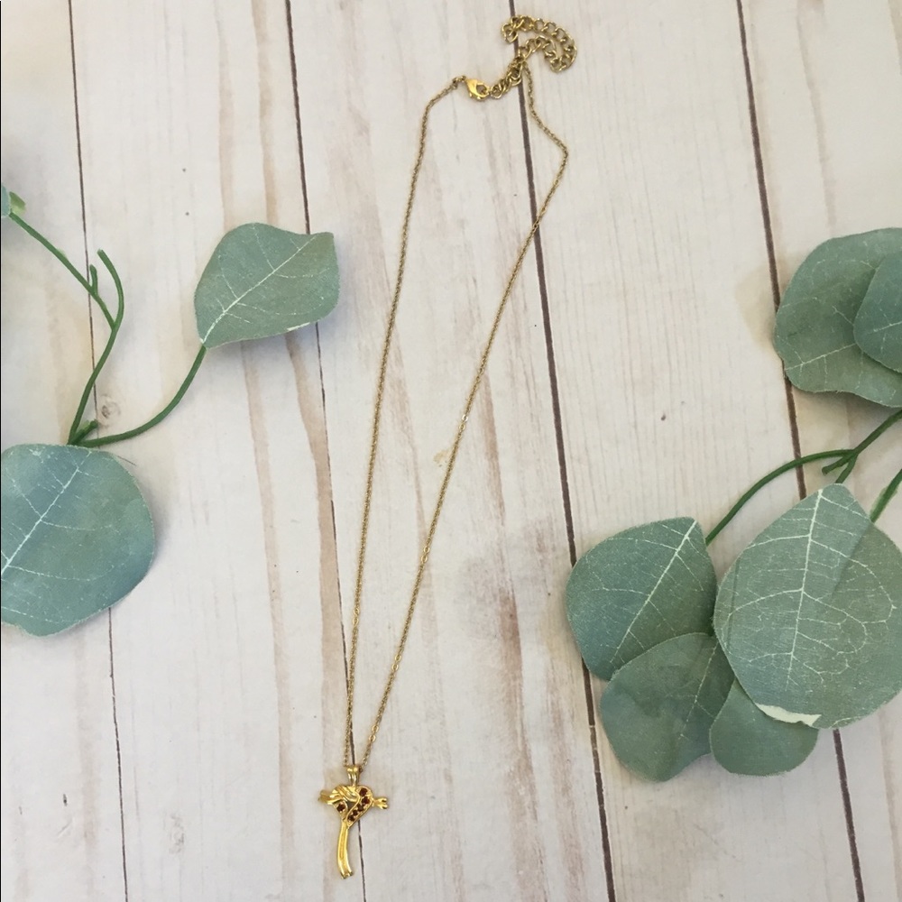 Gold heart and cross necklace